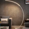 Lindby LED gebogen vloerlamp Kendra, wit, aluminium, hoogte 180cm