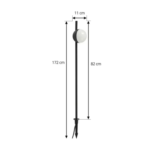 Lindby LED grondspies lamp Darleen, antraciet, metaal, Ø10cm