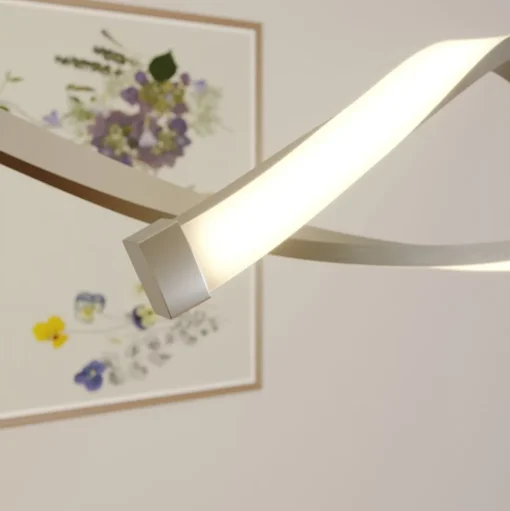 Lindby LED hanglamp Auron, nikkelkleurig, metaal, dimbaar