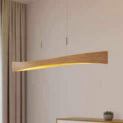Lindby LED hanglamp Beazina, eiken, metaal, 118cm