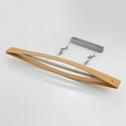 Lindby LED hanglamp Beazina, eiken, metaal, 118cm