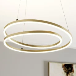 Lindby LED hanglamp Davian, messingkleurig, 49 cm, dimbaar