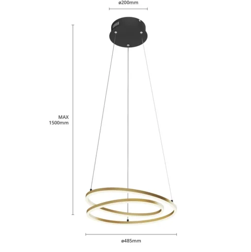 Lindby LED hanglamp Davian, messingkleurig, 49 cm, dimbaar