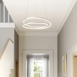Lindby LED hanglamp Davian, nikkelkleurig, Ø 49 cm, dimbaar