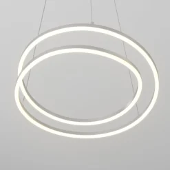 Lindby LED hanglamp Davian, nikkelkleurig, Ø 49 cm, dimbaar