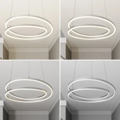 Lindby LED hanglamp Davian, nikkelkleurig, Ø 49 cm, dimbaar