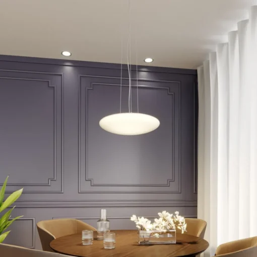 Lindby LED hanglamp Gunda, wit, glas, Ø 47cm