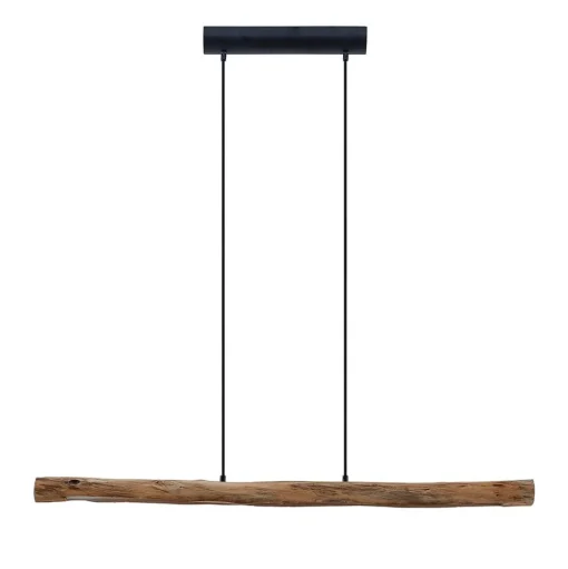 Lindby LED hanglamp Nekala, zwart, hout, lengte 120cm