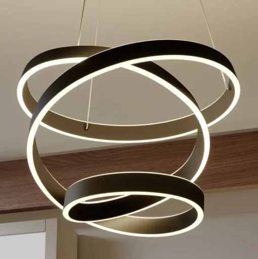 Lindby LED hanglamp Olada, zwart, metaal, Ø 51cm