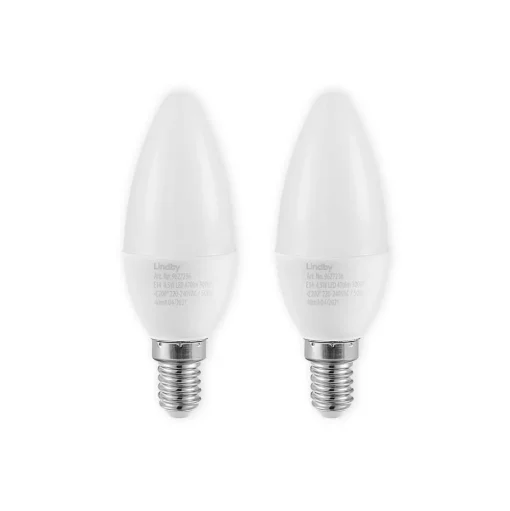 Lindby LED kaarslamp, E14, C35, 4,5W, opaal, 3000K, set van 2