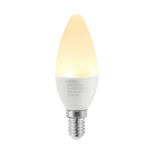 Lindby LED kaarslamp, E14, C35, 4,5W, opaal, 3000K, set van 2