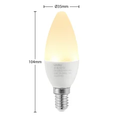 Lindby LED kaarslamp, E14, C35, 4,5W, opaal, 3000K, set van 2