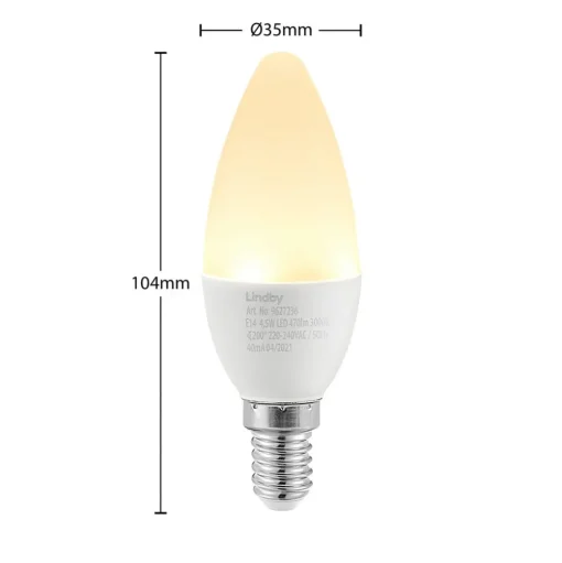 Lindby LED kaarslamp, E14, C35, 4,5W, opaal, 3000K, set van 2