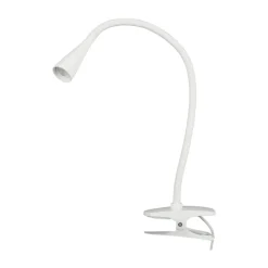 Lindby LED klemlamp Baris, wit, hoogte 44 cm, 3000K