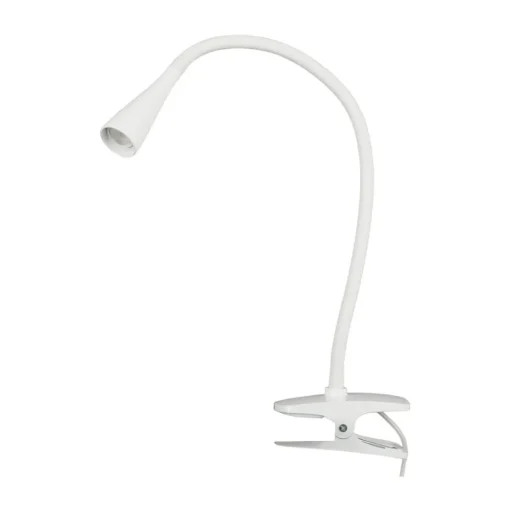 Lindby LED klemlamp Baris, wit, hoogte 44 cm, 3000K