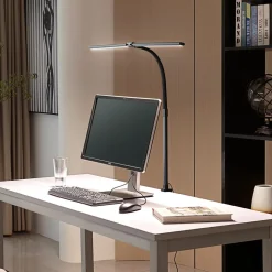 Lindby LED klemlamp Nilay, hoogte 97,5 cm, CCT, thuiskantoor