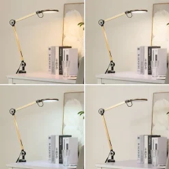 Lindby LED klemlamp Nyxaris, goud, metaal, CCT, 52 cm