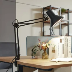 Lindby LED klemlamp Undra, zwart, metaal, verstelbaar