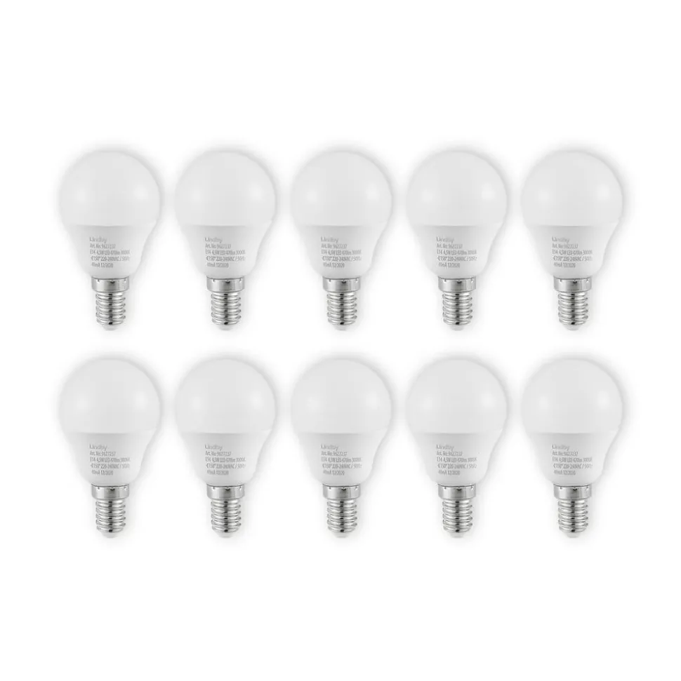 Lindby LED lamp E14 G45 4,5W 3.000K opaal set van 10