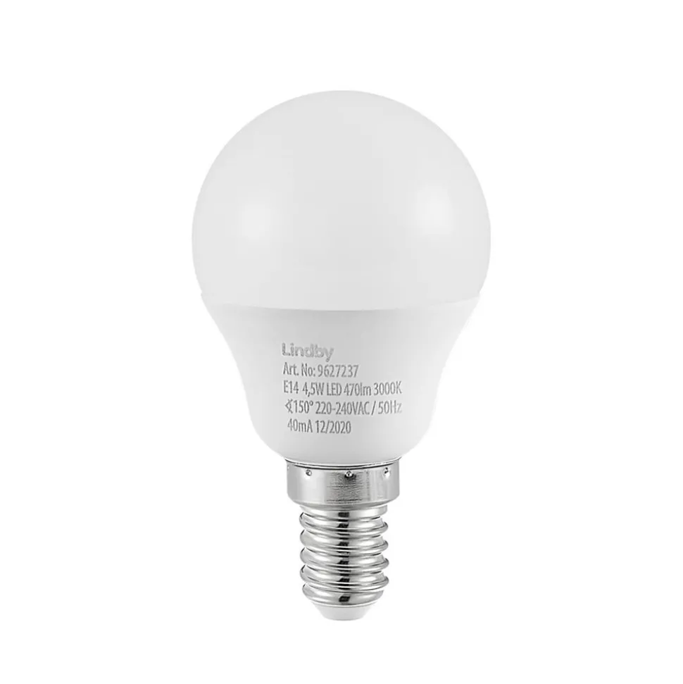 Lindby LED lamp E14 G45 4,5W 3.000K opaal set van 10
