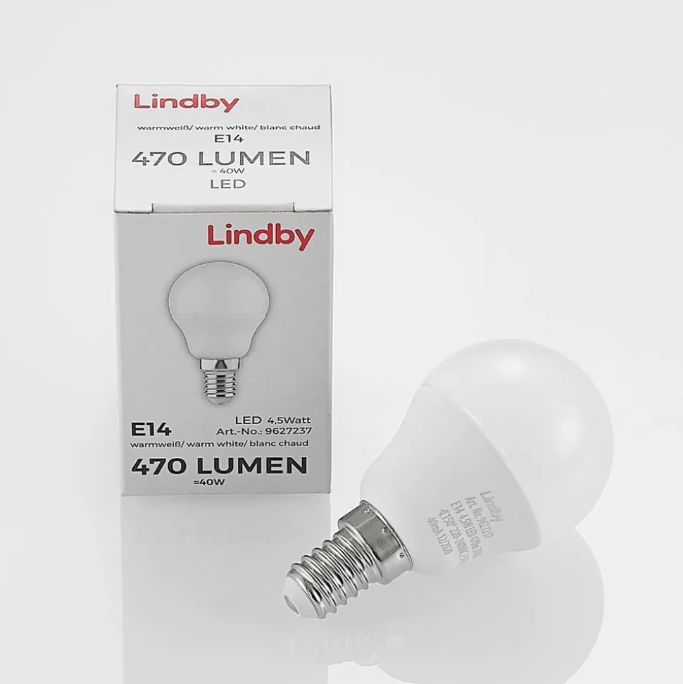 Lindby LED lamp E14 G45 4,5W 3.000K opaal set van 10