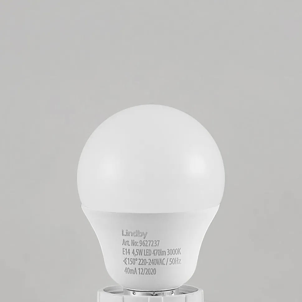 Lindby LED lamp E14 G45 4,5W 3.000K opaal set van 3