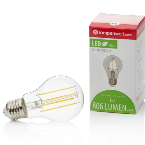 Lindby LED lamp, gloeidraad, E27, 7W, helder, 2.700K