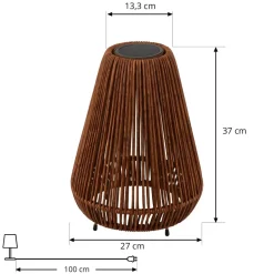 Lindby LED lamp op zonne-energie Amaria, rotan, donker, Ø 27 cm