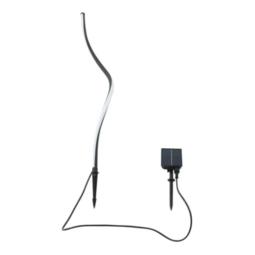 Lindby LED lamp op zonne-energie Sabriel, gebogen, zwart, aluminium, 3000K