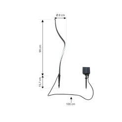Lindby LED lamp op zonne-energie Sabriel, gebogen, zwart, aluminium, 3000K