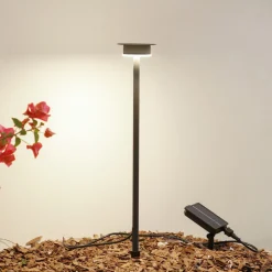Lindby LED lamp op zonne-energie Lyris, zwart, aluminium, 3.000 K