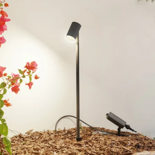 Lindby LED lamp op zonne-energie Myric, zwart, aluminium, 3.000 K