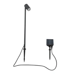Lindby LED lamp op zonne-energie Myric, zwart, aluminium, 3.000 K