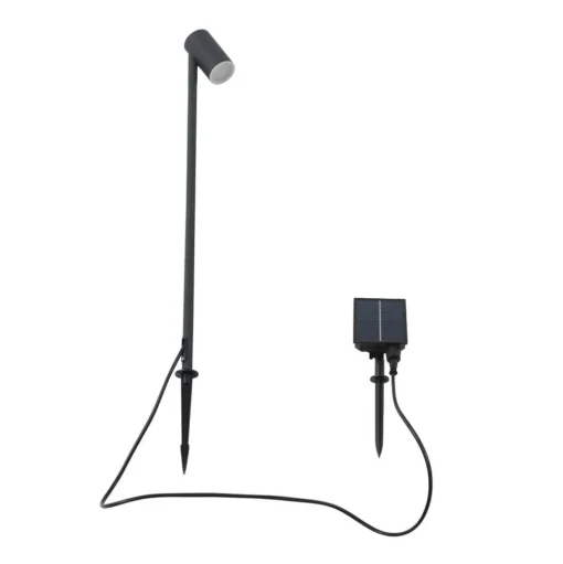 Lindby LED lamp op zonne-energie Myric, zwart, aluminium, 3.000 K