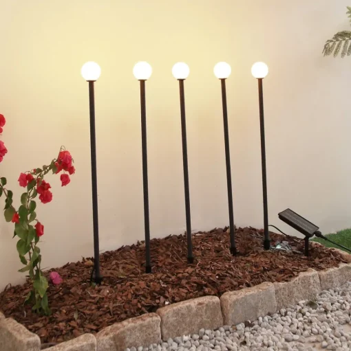 Lindby LED lamp op zonne-energie Freydis, set van 5, zwart, 2.000 K