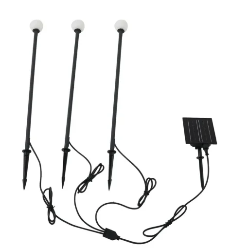 Lindby LED lamp op zonne-energie Freydis, set van 3, zwart, 2.000 K