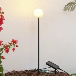 Lindby LED lamp op zonne-energie Brindley, zwart, glas, IP65