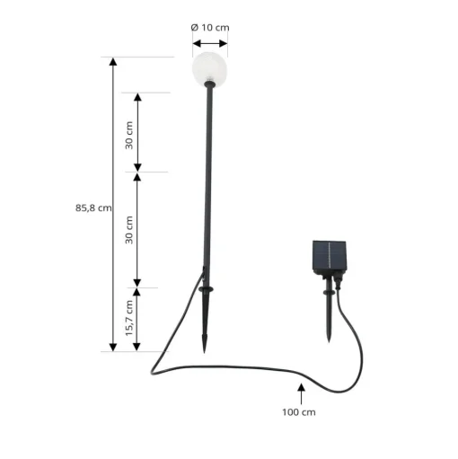 Lindby LED lamp op zonne-energie Brindley, zwart, glas, IP65