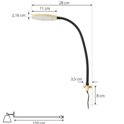 Lindby LED leeslamp Flexola, goud, rond, metaal, stekker