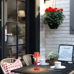 Lindby LED oplaadbaar licht Gaja, rood, USB, IP44, RGBW, dimbaar