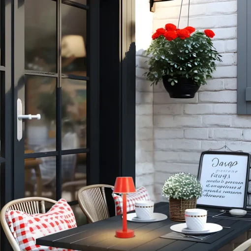 Lindby LED oplaadbaar licht Gaja, rood, USB, IP44, RGBW, dimbaar
