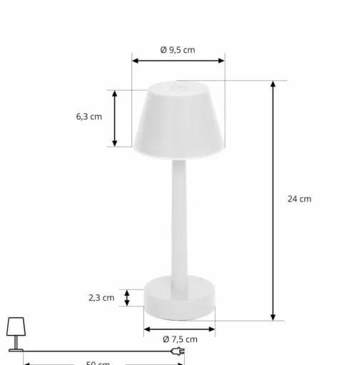 Lindby LED oplaadbare lamp Gaja, wit, USB, IP44, RGBW, dimbaar