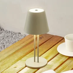 Lindby LED oplaadbare tafellamp Janea TWIN, groen, metaal