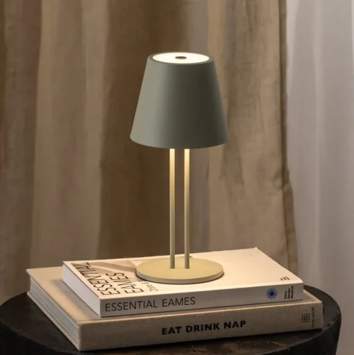 Lindby LED oplaadbare tafellamp Janea TWIN, groen, metaal