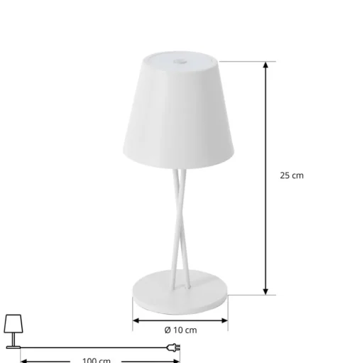 Lindby LED oplaadbare tafellamp Janea CROSS, wit, metaal