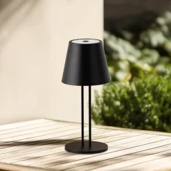 Lindby LED oplaadbare tafellamp Janea TWIN, zwart, metaal