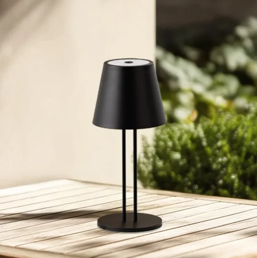Lindby LED oplaadbare tafellamp Janea TWIN, zwart, metaal