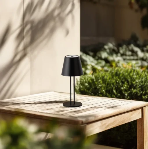 Lindby LED oplaadbare tafellamp Janea TWIN, zwart, metaal