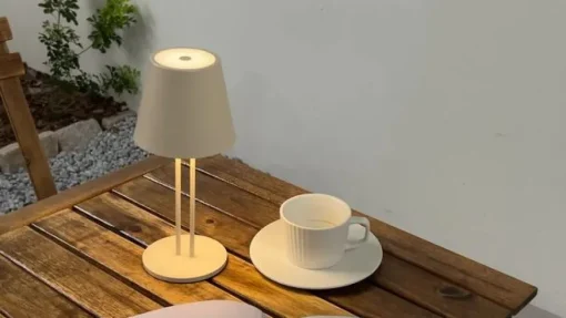 Lindby LED oplaadbare tafellamp Janea TWIN, beige, metaal
