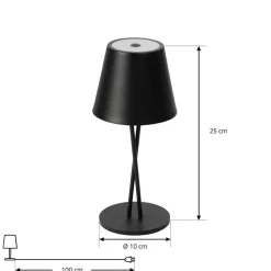 Lindby LED oplaadbare tafellamp Janea CROSS, zwart, metaal